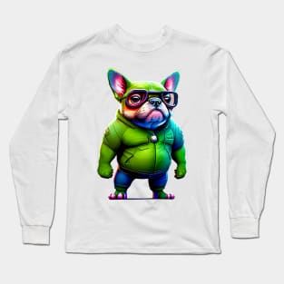 Frenchie in Fun Monster Attire Version 2 Long Sleeve T-Shirt